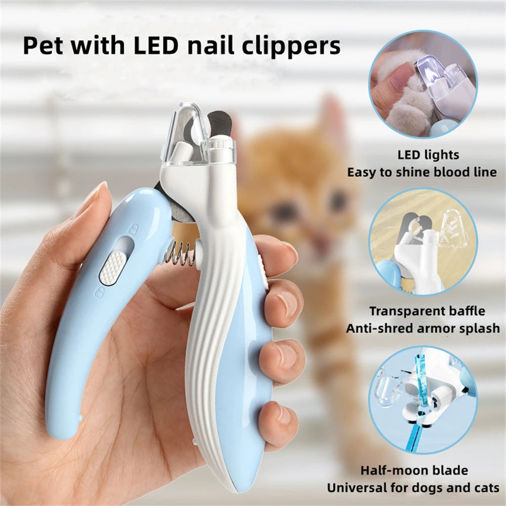 Pet Nail Clippers Cat Dog Nail Trimmer Labor Saving Nail Clipper With Led Light Electric Nail Grinder Dog Grooming Supplies - Zecs shopping