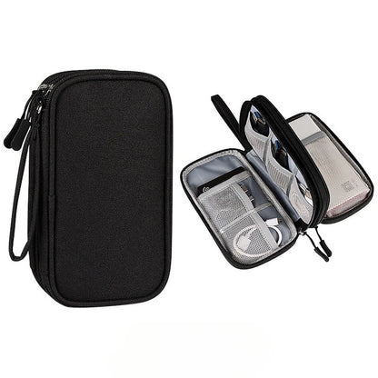 Portable Digital Accessories Organizer Bag – Double Layer Travel Storage Case for USB Cables, Earphones & Power Bank