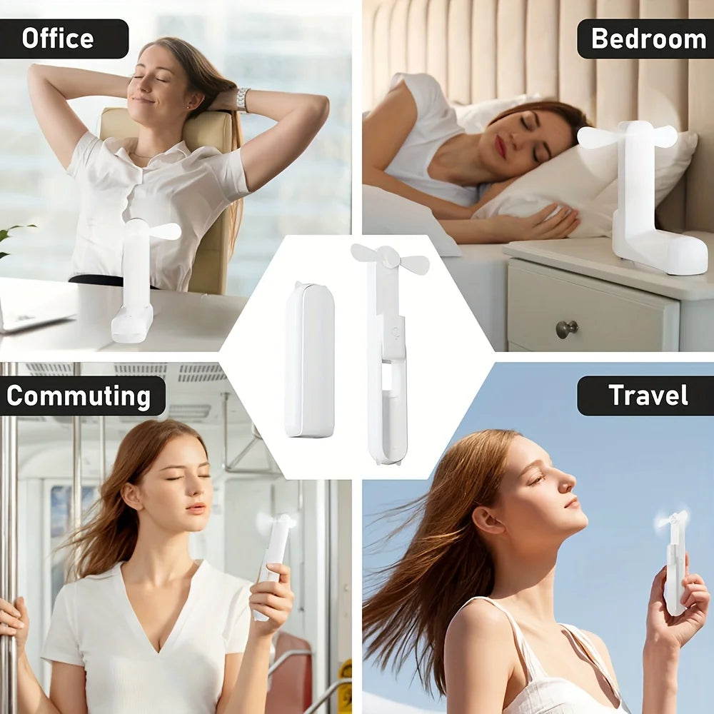 XIAOTREE Portable Mini Handheld Fan Small Pocket Fan USB Rechargeable Battery Fan Folding Cooling USB Hand Fan with Power Bank