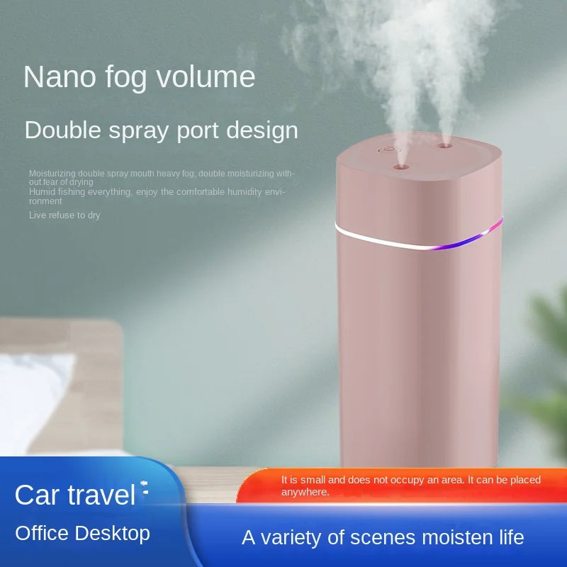Dual-Nozzle USB Humidifier mlH Super Mist & Ultra Quiet CarHome Moisturizing Device