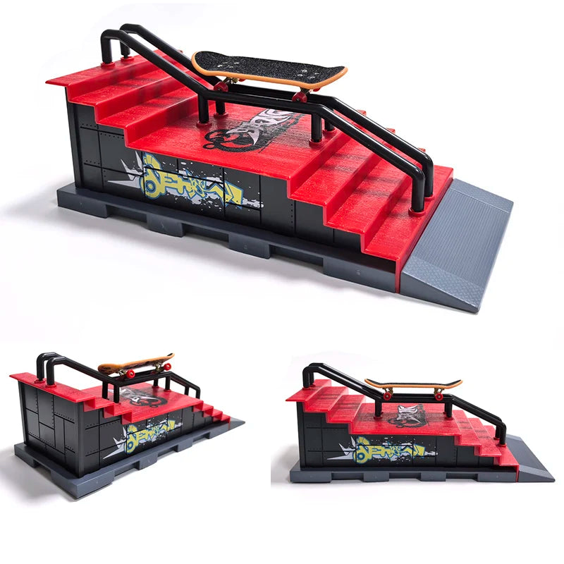 Finger Skatepark Set Professional Tech Practice Deck Platform Stunt Finger Skateboard Diy Assemble Ramp Park Kits Toys