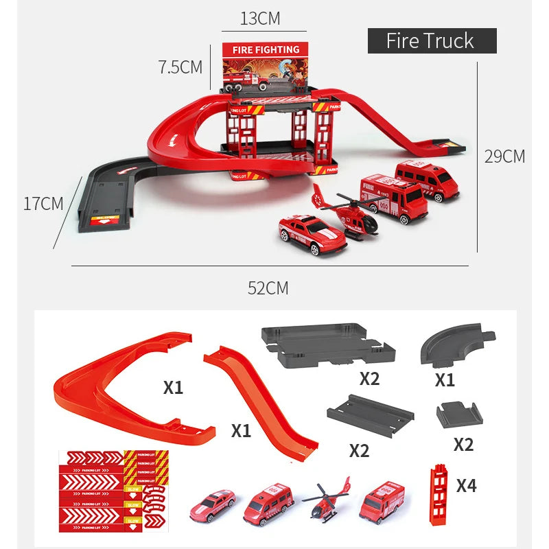 Childrens Track Parking Lot Fire Truck Police Engineering Premium & Affordable
