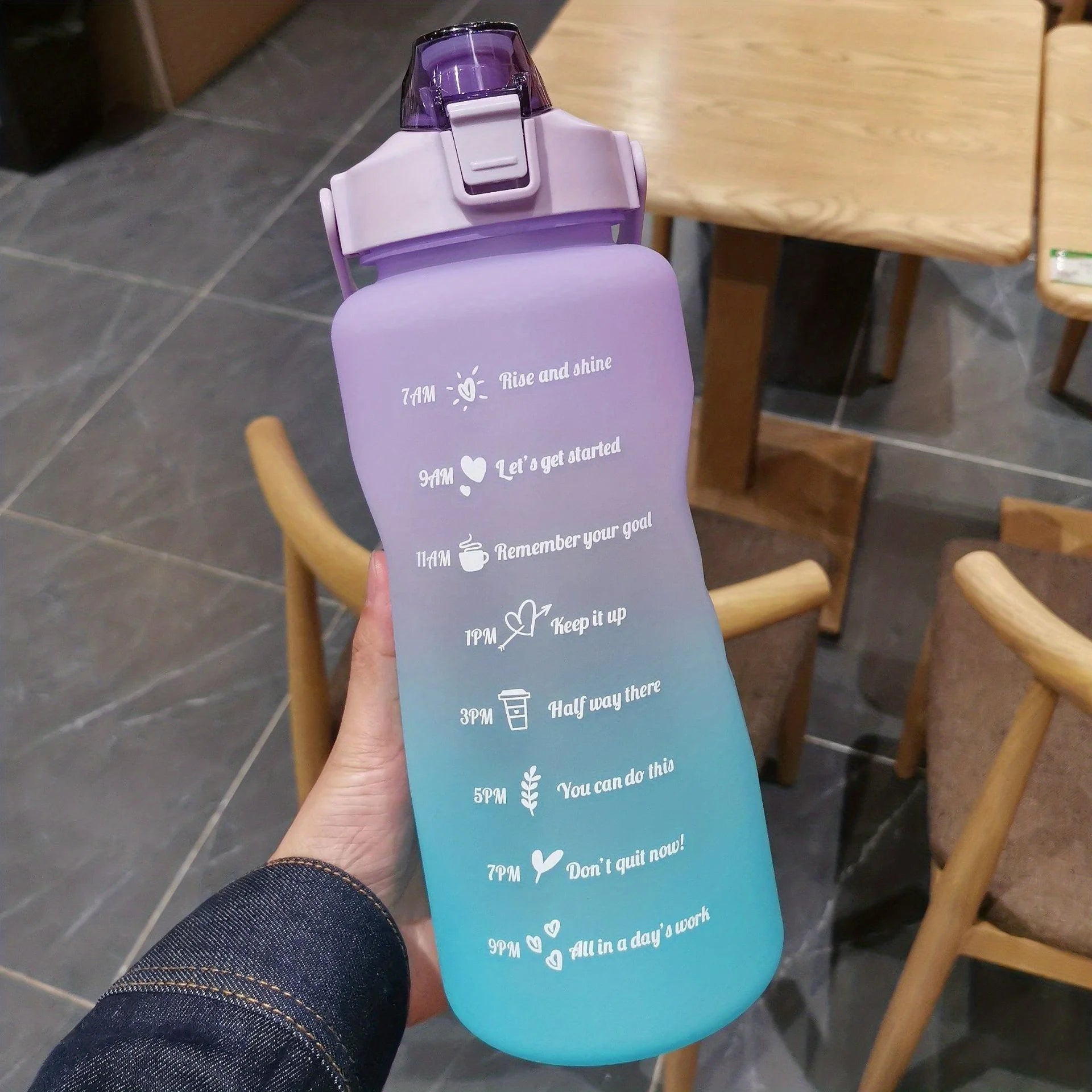 2l/900ml Water Bottle Liter Stay Hydrated Motivated Leakproof Plastic Sport Bottle Reminder Times Sports Outdoor Fitness Office - Zecs shopping