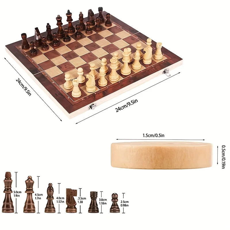 in Foldable International Chess Folding Wooden Portable Chess Game Board Wooden Chess Board for Adults High-end Gift