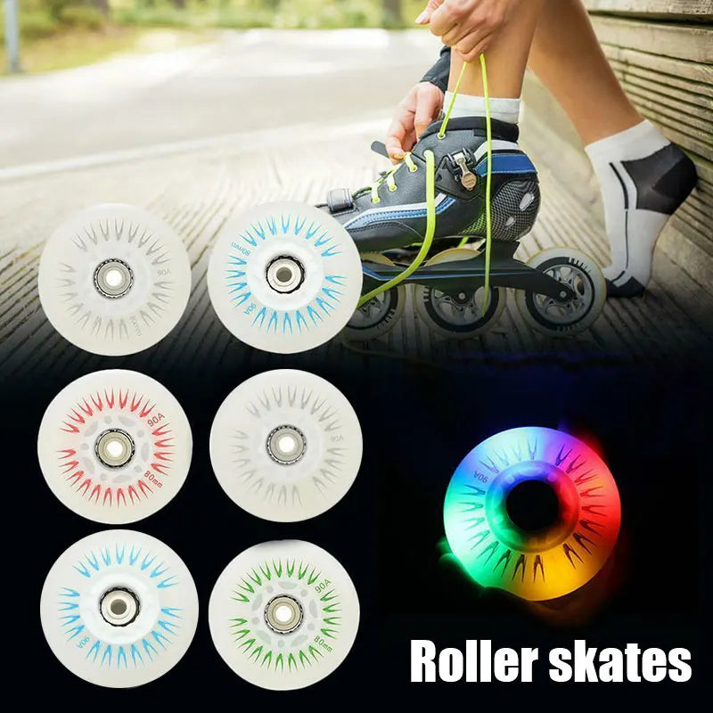 PCS Flash Inline Skate Wheels A LED Lighting Skating Wheel Flash Wheels Sliding Roller Skating Shoes mm mm mm mm