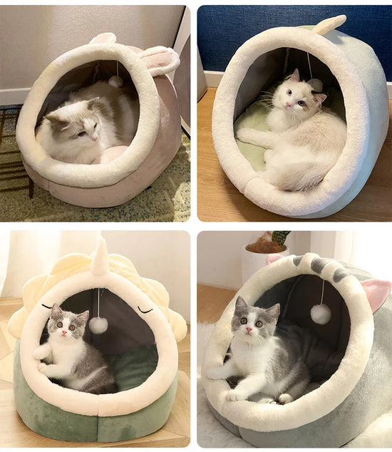 Washable pet lounger cushions, cat mat beds, warm and soft baskets, cozy warm cat kennels, house tents, small pet dogs, winter - Zecs shopping