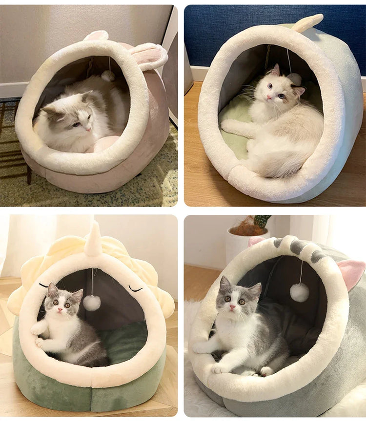 Washable pet lounger cushions, cat mat beds, warm and soft baskets, cozy warm cat kennels, house tents, small pet dogs, winter - Zecs shopping