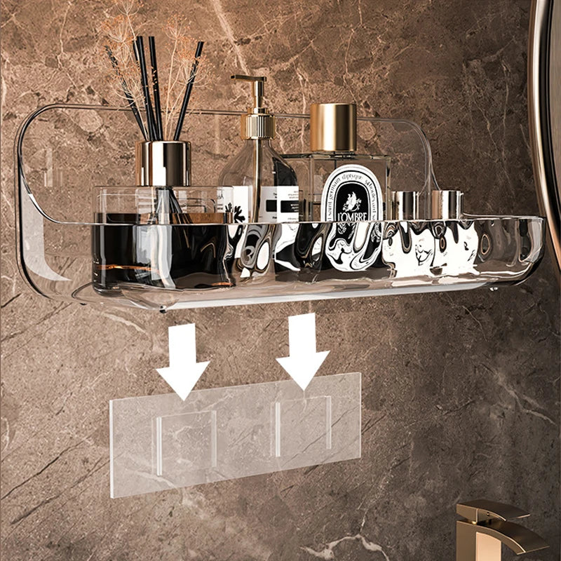 Bathroom Shelves Wall Mounted PET Shampoo Rack Makeup Storage Holder Punch Free Kitchen Organizer Shelf Corner Shower Caddy