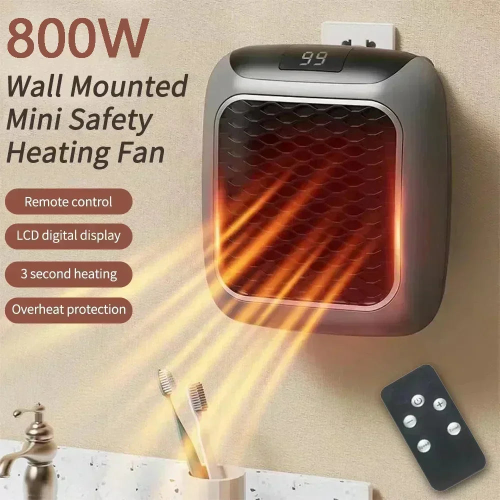 W Portable Electric Heater EU Small Bathroom Fast Heating Fans Bedroom Heater Home Use Warming Device with Remote Control