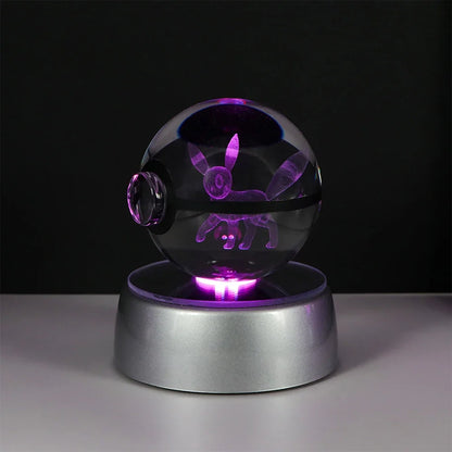 Pokemon 3D Crystal Ball LED Night Light – Pikachu, Gengar, Eevee & Mewtwo Collectible Lamp