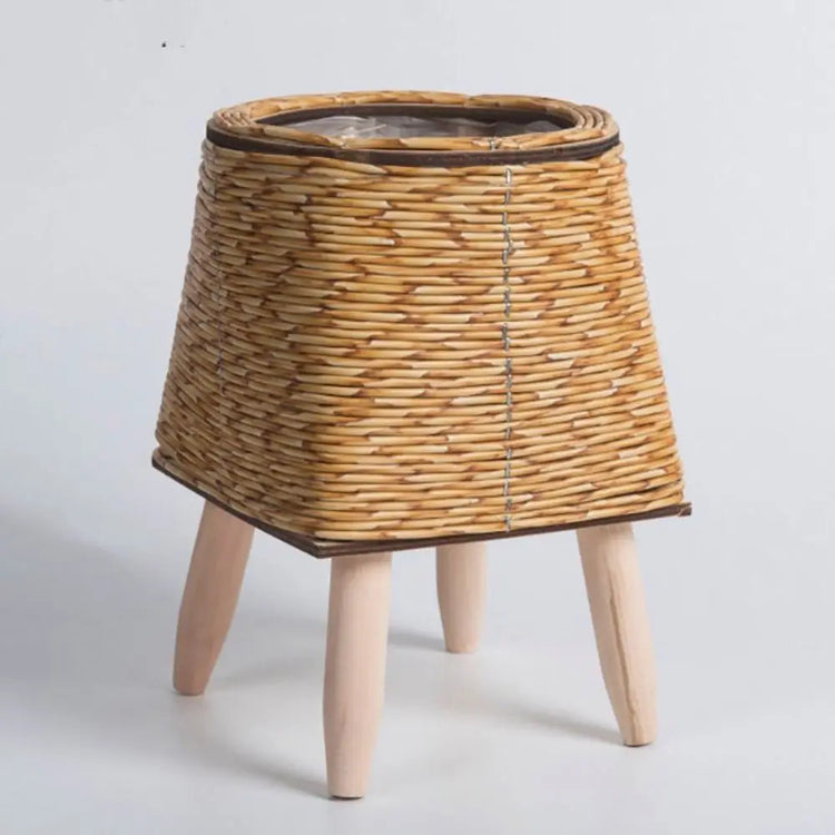 Fashion Rattan Woven Flower Pot Creative Flower Planters With Removable Legs Durable Hand Wove Plant Stand - Zecs shopping
