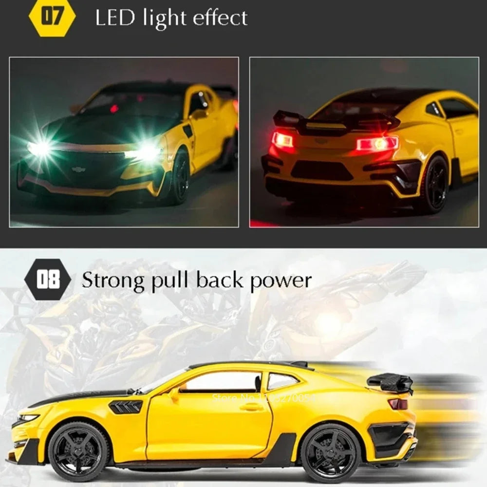 Camaro Alloy Car -Door Pull-Back Toy with Sound & Lights for Kids & Collectors