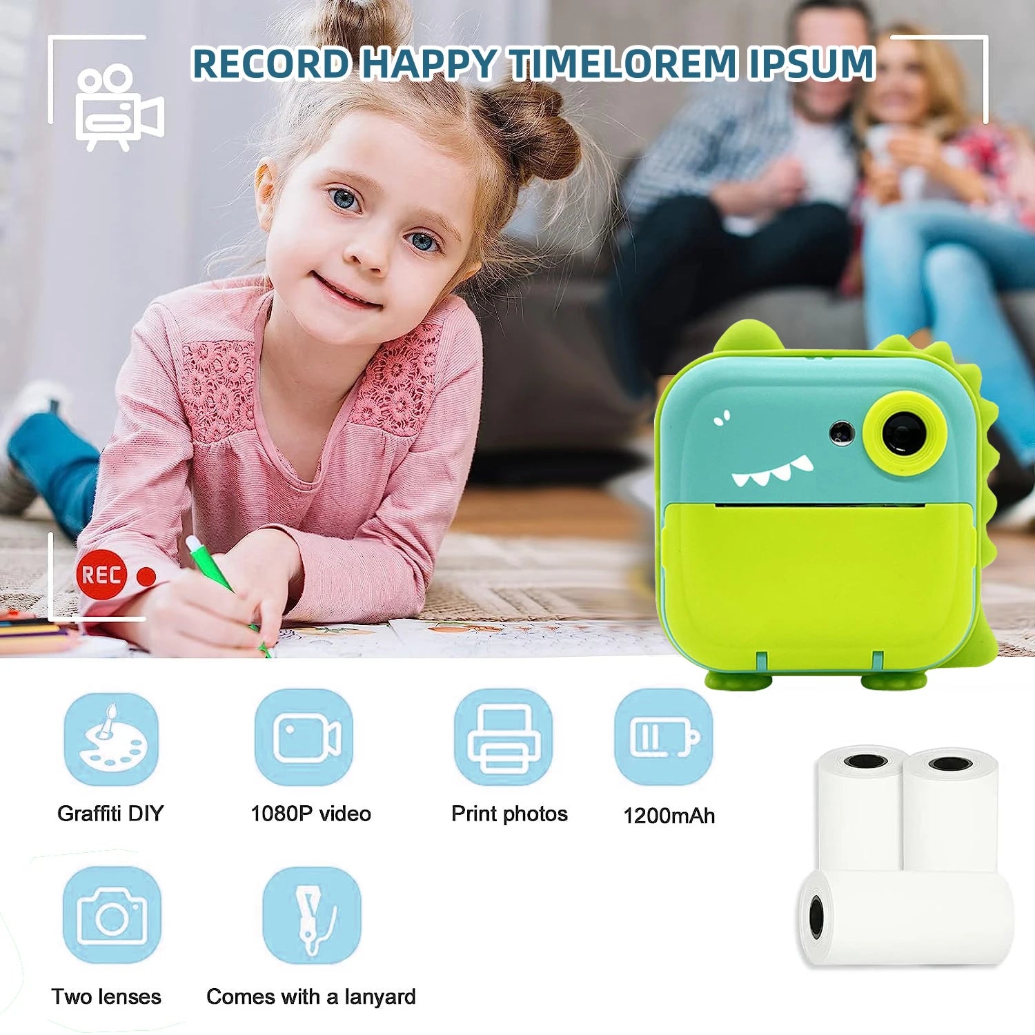 Kids Instant Print Camera Fun Thermal Photo & Video Toy Camera Perfect Gift for Boys Girls & Family Moments