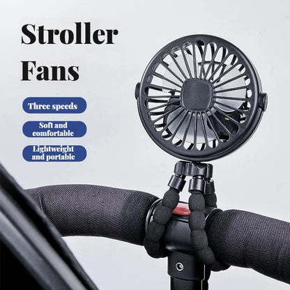 Portable Stroller Fan with Night Light – Foldable USB Cooling Fan for Baby, Home & Travel