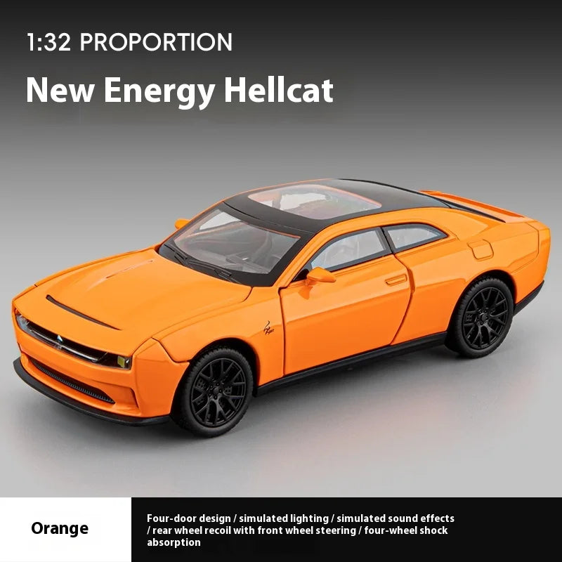 Dodge Challenger Hellcat Diecast Model Car Pull Back Toy with Sound & Light Metal Collectible Car Gift