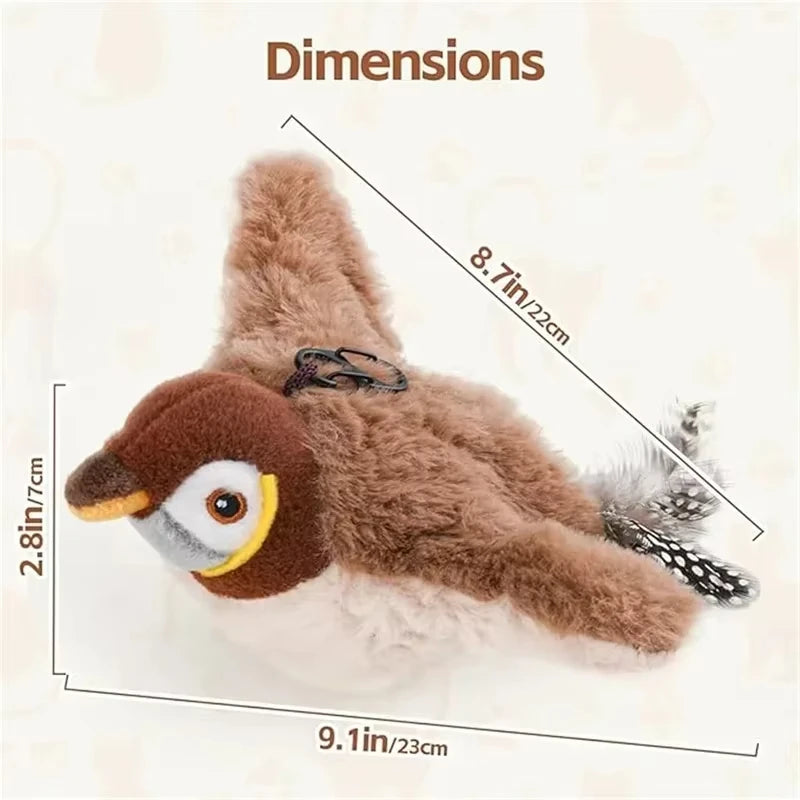 2 Styles Interactive Cat Toy Flapping Bird With Catnip Rechargeable Bird Cat Toys Touch Activated Fluffy Plush Toys For Cats - Zecs shopping