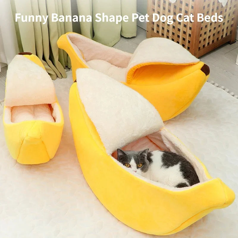 Banana Cat Bed House Funny Cute Cozy Cat Mat Beds Warm Durable Portable Pet Basket Kennel Dog Cushion Cat Supplies Multicolor - Zecs shopping