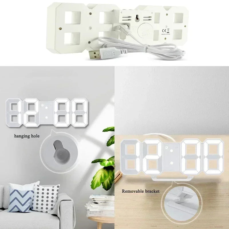 Electronic Digital Wall Clock Living Room Bedroom Decoration Decor Watches Home and Decoration Led Modern Alarm Interior Desk