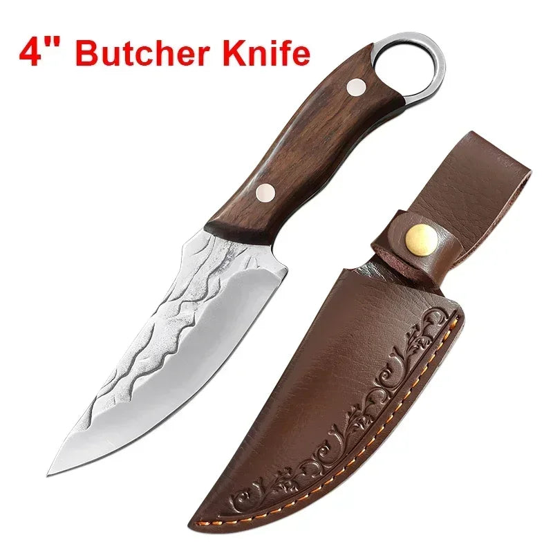 Utility Knife Butcher Boning Barbecue Knife Slicing Meat Fruit Chicken Steak Knife Wood Handle Kitchen Knives Chef Cooking Tools