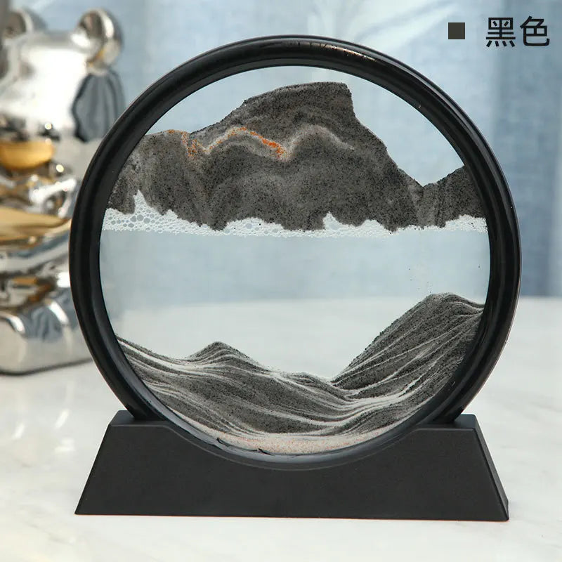 3D Moving Sand Art Picture Round Glass Deep Sea Sandscape Hourglass Quicksand Craft Flowing Sand Painting Office Home Decor Gift - Zecs shopping