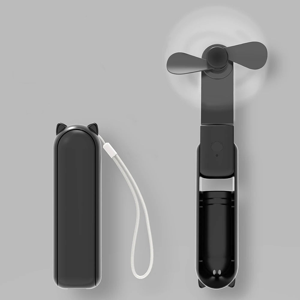 XIAOTREE Portable Mini Handheld Fan Small Pocket Fan USB Rechargeable Battery Fan Folding Cooling USB Hand Fan with Power Bank