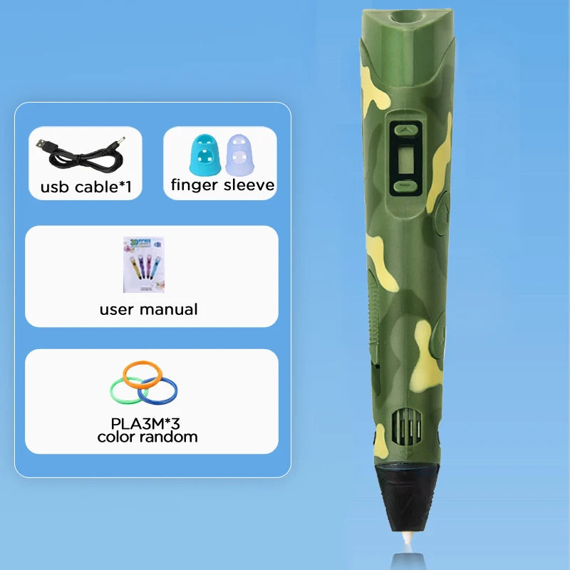 D Pen Drawing Printing Pen With LCD Screen Compatible PLA Filament Toys Safe Paiting for Children DIY Christmas Birthday Gift