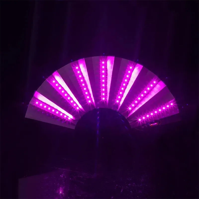 Glow Folding Led Fan Dancing Light Fan Night Show Halloween Christmas Rave Festival Accessories Glow In The Dark Party Supplies - Zecs shopping