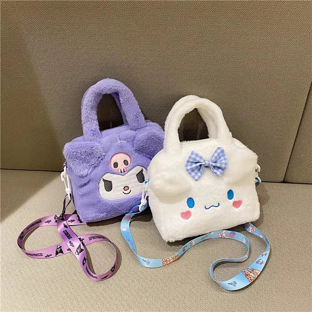 Sanrio Bag Kawaii Kuromi Cinnamoroll My Melody Cartoon Anime Plush Handbag Cosmetic Bag Travel Storage Bag Women Girl Gifts - Zecs shopping