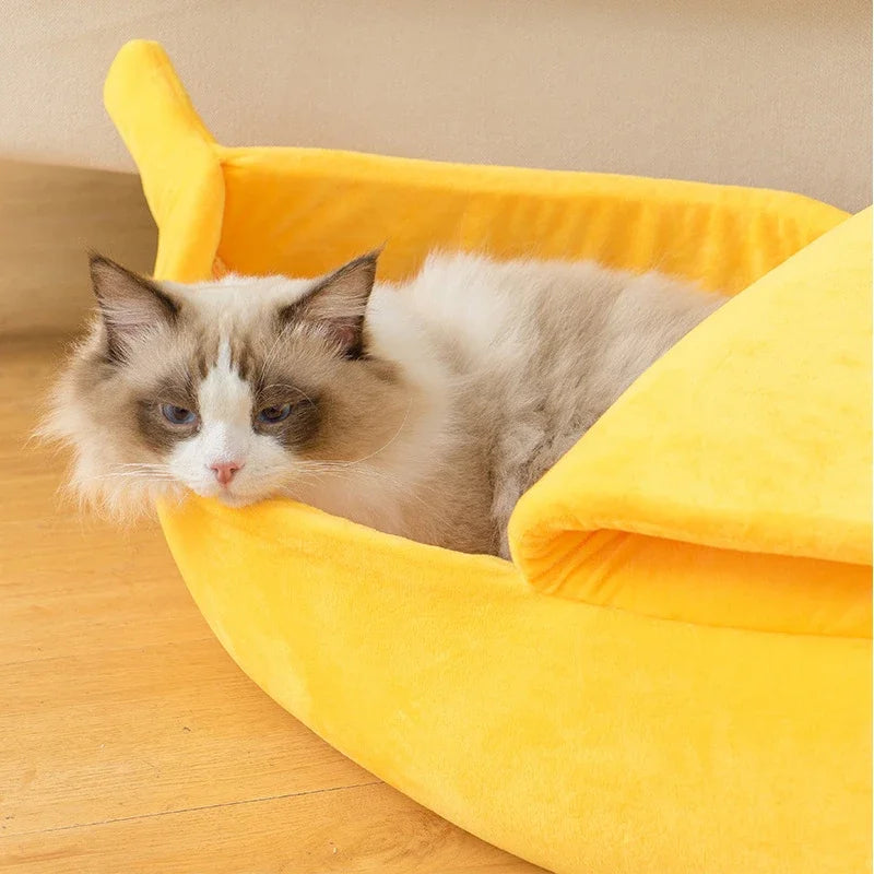 Banana Cat Bed House Funny Cute Cozy Cat Mat Beds Warm Durable Portable Pet Basket Kennel Dog Cushion Cat Supplies Multicolor - Zecs shopping