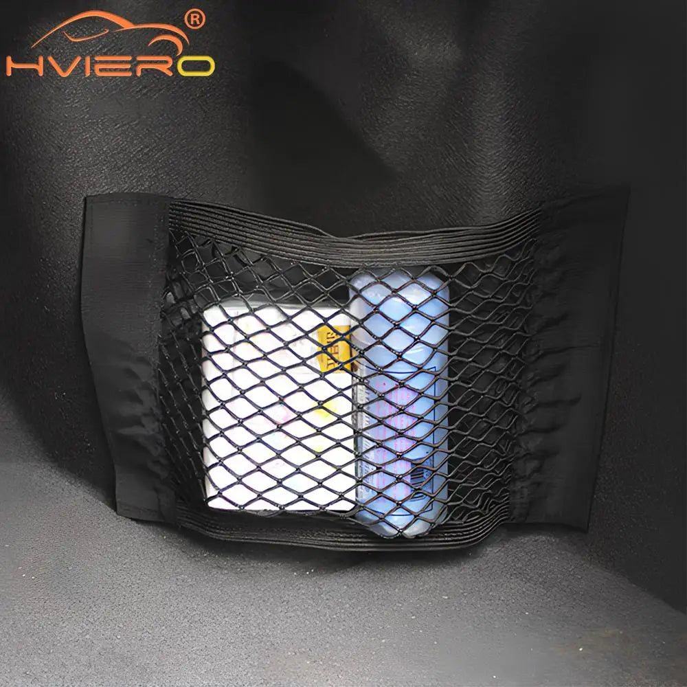 Car Back Rear Trunk Organizer Net Mesh Seat Elastic String Magic Sticker Universal Storage Bag Pocket Auto Accessories Put Paper - Zecs shopping