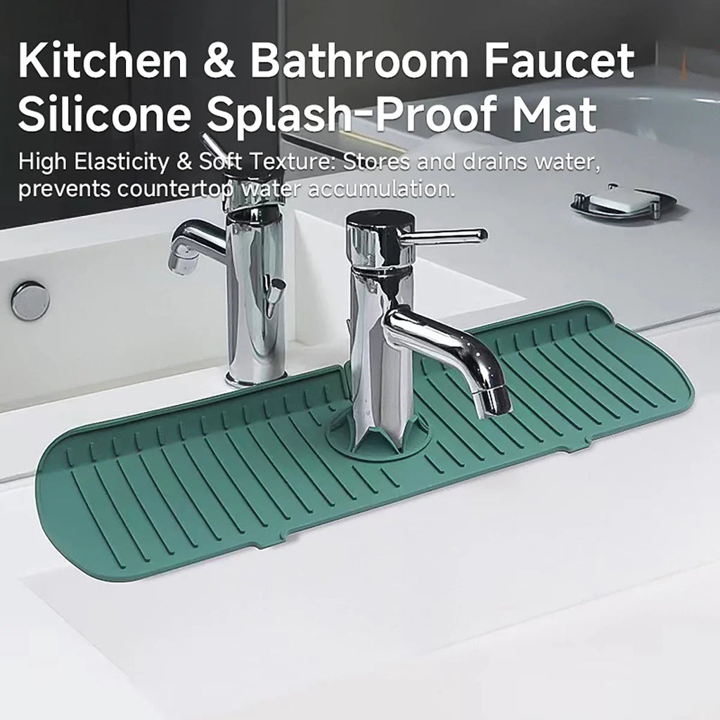 Vanity Kitchen Bathroom Faucet Splash Mat Silicone Drainage Mat Splash and Mildew Resistant Easy to Clean