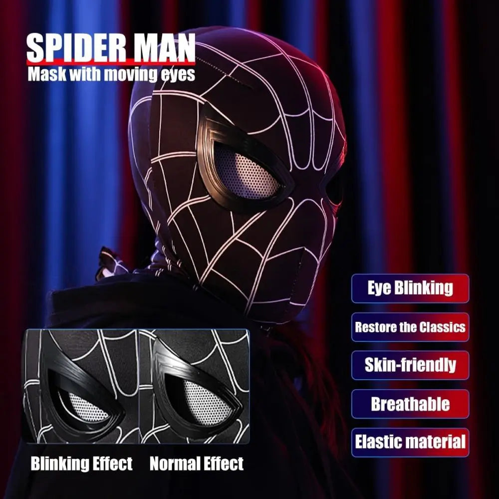 Spiderman Mask Eyes Movable Remote Control Peter Parker Spiderman Toys Children Halloween Cosplay Costume Mask Christmas Gifts Fun Gift for Kids & Family