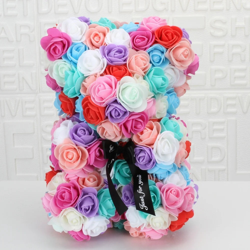 Romantic Valentine's DayCreative Eternal Flower Rose Bear Christmas Gift Rose Bear Hug Bear Wedding  Flower Decoration Gift - Zecs shopping