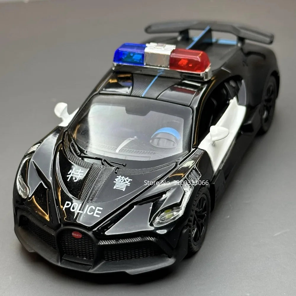 Bugatti Police Supercar 🚓💨 | Alloy Toy with Lights & Sound