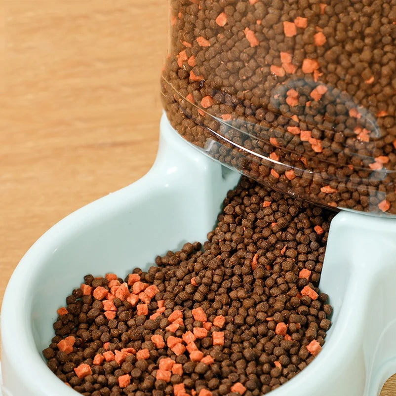 Pet automatic feeder cat drinking water bowl cat bowl dog bowl 3.8L large capacity combination grain storage barrel pet supplies - Zecs shopping