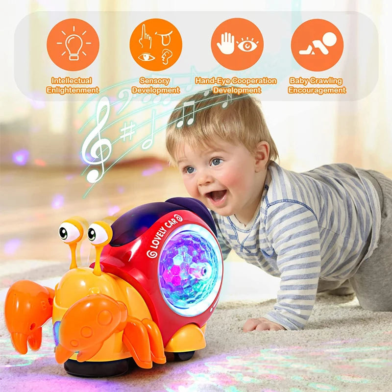 Crawling Crab Baby Toys With Music Light Up Interactive Musical Toys For Baby Dancing Crawling Toys Moving Toddler Toys