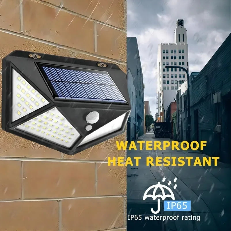 1~12PCS 100 LED Solar Wall Lamp 4 Sides Luminous With Motion Sensor Outdoor Garden Courtyard Waterproof Wall Light - Zecs shopping