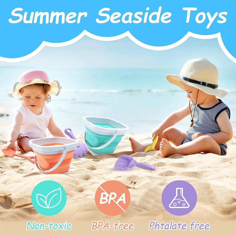 -Piece Beach Toy Set Sandcastle Molds Buckets & Shovels for Kids