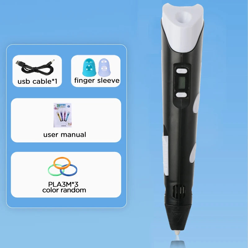 D Pen Drawing Printing Pen With LCD Screen Compatible PLA Filament Toys Safe Paiting for Children DIY Christmas Birthday Gift