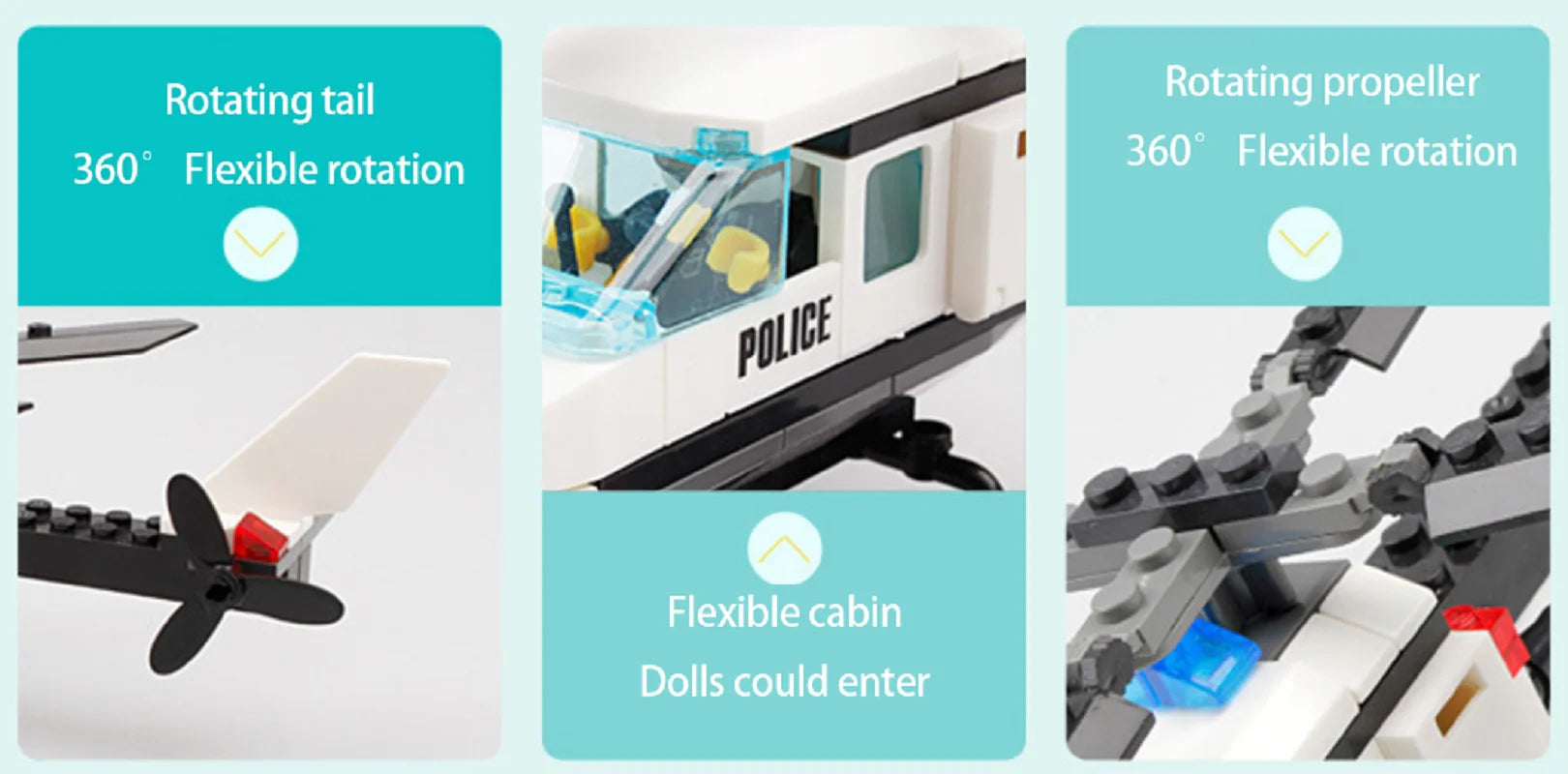 Diy City Police Helicopter Building Blocks Set For Kids Creative Assembly Aircraft Toy Educational Patrol Playset