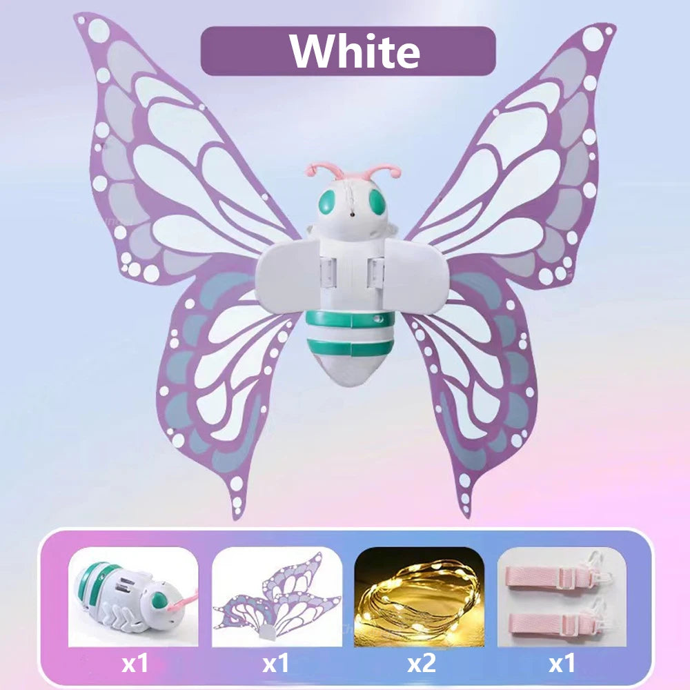 Electric Butterfly Wings Moving Elf Wing With Light Fairy Wings For Kids Birthday Christmas Cosplay Dress Up Angel Girls Toy