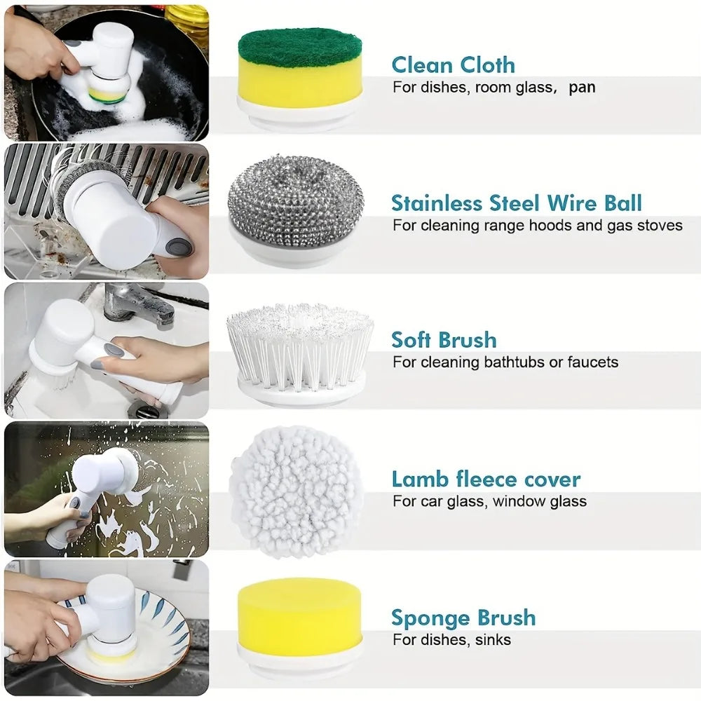 Electric Spin Scrubber With Replaceable Brush Head Power Electric Cleaning Brush Handheld Rechargeable Shower Scrubber