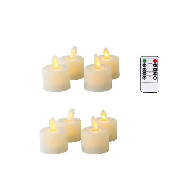 4 or 6 Flameless Moving Wick Candles With Remote Control Realistic Christmas Church Wedding Fake Electronic Candle LED Wedding - Zecs shopping
