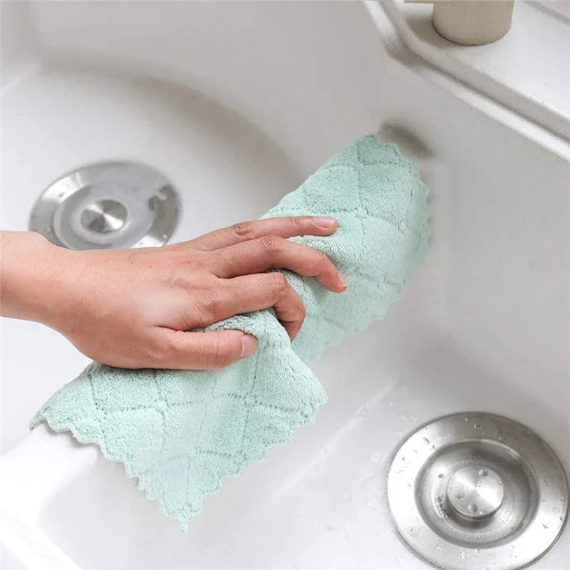 pcs Microfiber Kitchen Cloth Dish Towels Super Absorbent Coral Velvet Dishtowels Nonstick Oil Washable Fast Drying