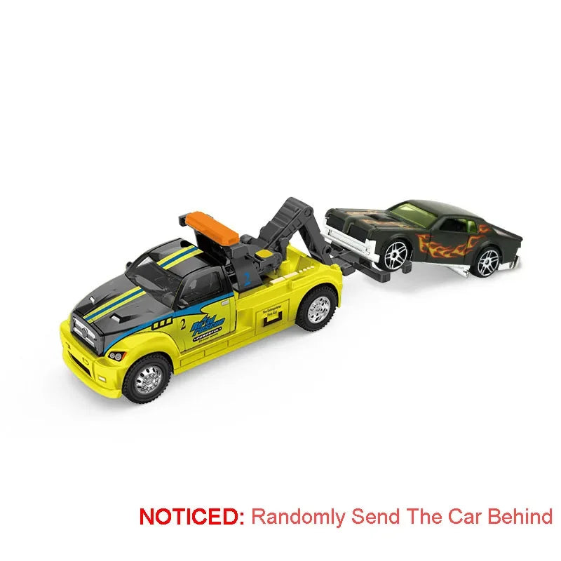 Alloy Container Trailer Pull-Back Diecast Rescue & Engineering Toy for Kids