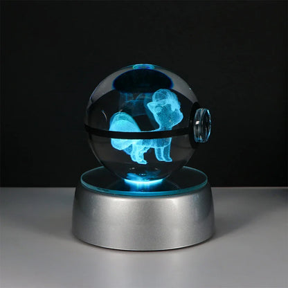 Pokemon 3D Crystal Ball LED Night Light – Pikachu, Gengar, Eevee & Mewtwo Collectible Lamp