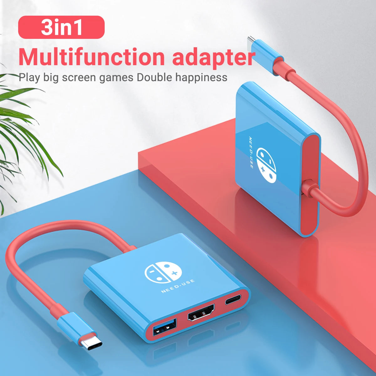 Portable Game Docking Station TYPE-C Hub with HDMI and USB Perfect for Travel and Gaming