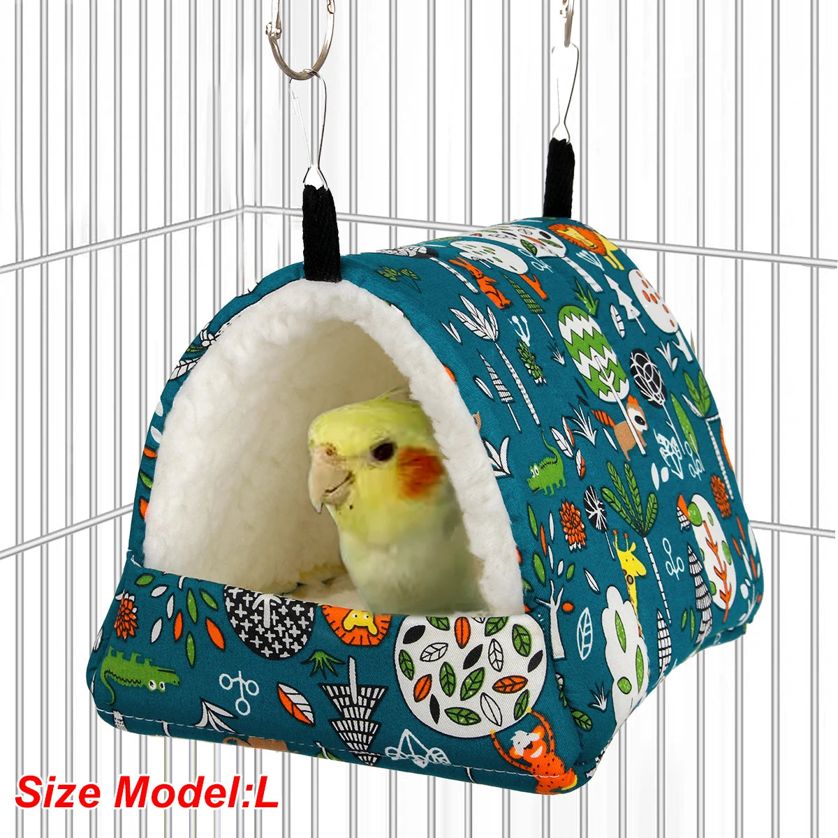 1pc Cute Print Bird Bed Mini Cage Rabbit Squirrel Mat Guinea Pig Nest Hamster House Small Animal Sleeping Bed Pet Hanging Cage - Zecs shopping