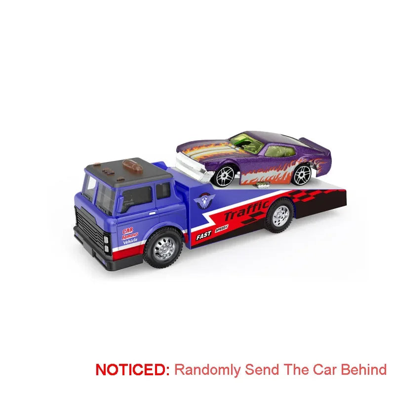 Alloy Container Trailer Pull-Back Diecast Rescue & Engineering Toy for Kids