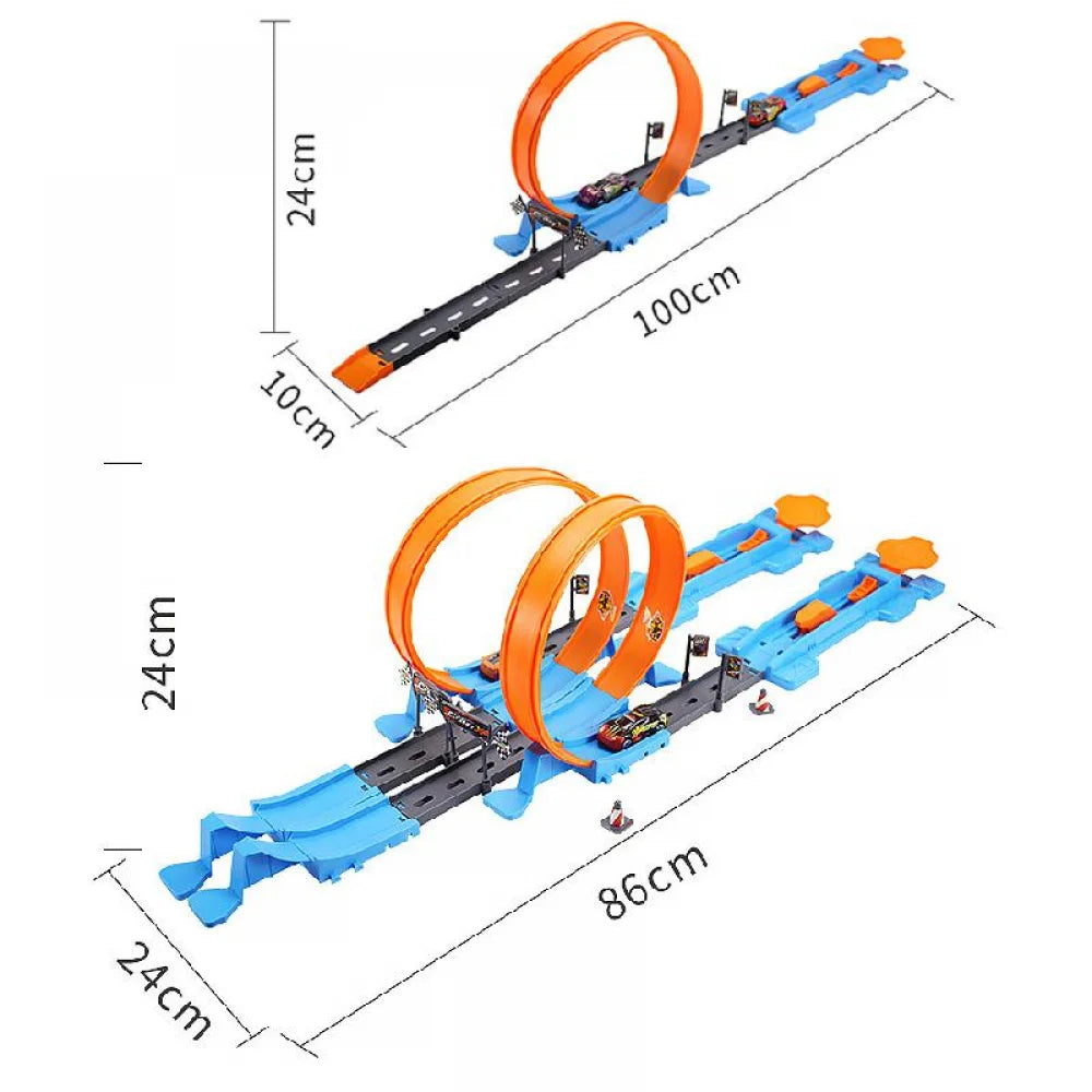 Mini Railway Racing Track Interactive Diecast Car Play Set for Kids
